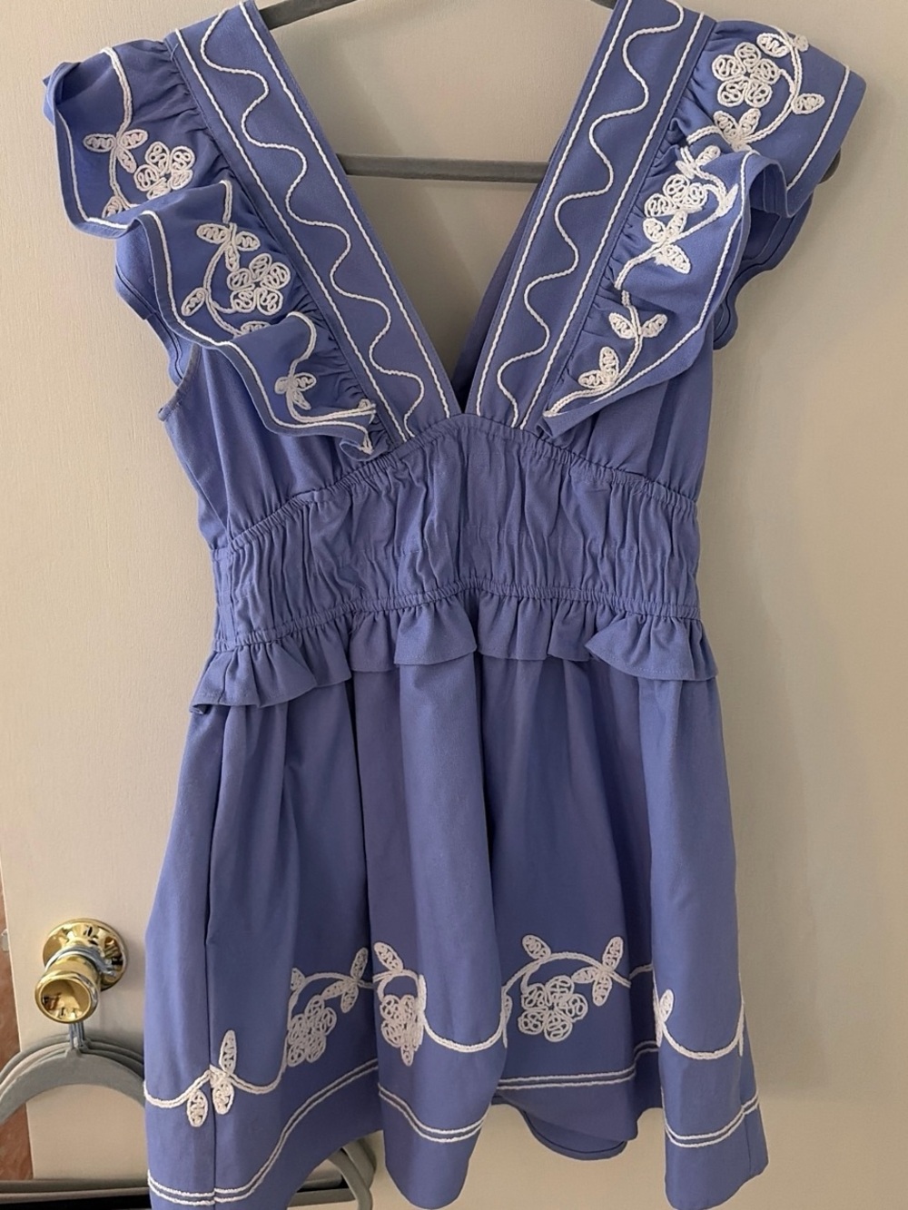 Boutique Embroidered V-Neck Mini Dress